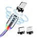 Produktbild liuxi9836 3 in 1 magnetisches USB-Kabel, Leuchtendes Micro-USB/USB-Kabel Typ C Leuchtend 3 Farben 360 ° rundes magnetisches Ladekabel