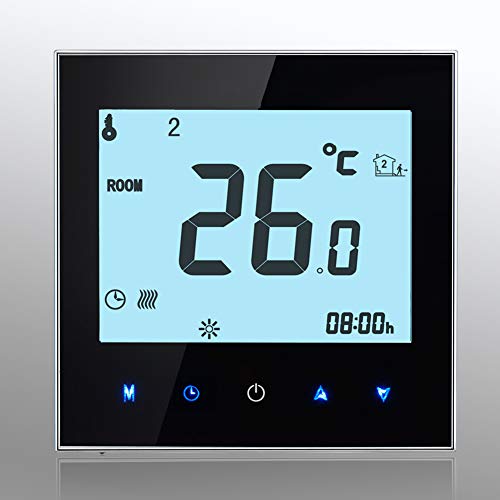 Preisvergleich Produktbild Sgaoliy Eletronisches Heizkörperthermostat Wasserheizung LCD-Touchscreen-Thermostat Programmierbarer Temperaturregler Schwarz