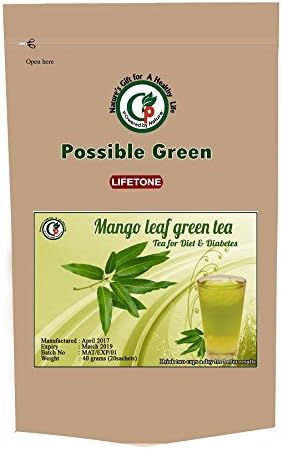 Tropical Mango Leaf Green Tea -Whole herb,Enhances Immunity,Sugar control,20 Tea bags, 40 grams