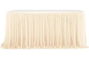 CREATCABIN 6FT Table Skirt Table Skirt Tulle Desk Skirts Birthday Display Dessert Table Cover Wedding Tablecloth with Adhesive Tape for Princess Birthday Party Decorations Photography Props 30x72 Inch