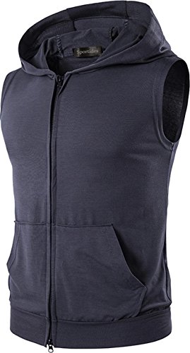 Sportides Men's Casual Hoodie Tank Tops Sleeveless Hooded Vest Pocket Fashion T-Shirt Sports JZA002