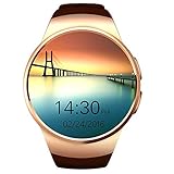 C-Xka Intelligente runde Bildschirm-Uhr, steckbare Karte Bluetooth-Pedometer-Smart-Armband mit Herzfrequenzüberwachung, Remote-Kamera, sitzende Erinnerung, Langer Standby-Modus (Farbe : Gold)
