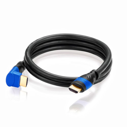 deleyCON 1m HDMI 90° Grad Winkel Kabel – kompatibel zu HDMI 2.0/1.4 – UHD / 4K / HDR / 3D / 1080p / 2160p / ARC – High Speed mit Ethernet - 3