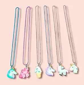 Tera13 Unicorn Necklace Rainbow Unicorn Necklace Pendant Jewelry Gifts for Girls Return Gift for Girls Necklace / Chain for Kids (12 Piece)