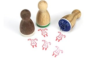 Stemplino® Mini timbri – motivo: cane – diametro 12 mm – Timbro in legno per bambini Bullet Journal Timbro con cane