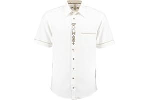 OS Trachten Herren Hemd Kurzarm Trachtenhemd mit Liegekragen Lavona