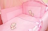 Lux4Kids Kinderbettausstattung Bett Set 135×100 Nestchen Wickelauflage Himmel & Stange Mobile Kopfkissen Spannbettlacken - 4