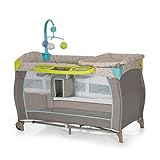 Hauck Reisebett Babycenter - Multi Dots Sand | inkl. Wickelauflage, Einhang für Neugeborene, Mobilie mit Spieluhr, Windelfach, Räder - 607589