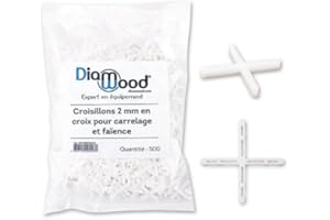 DIAMWOOD EXPERT EN EQUIPEMENT DIAMWOOD - 500 Croisillons Carrelage 2 mm en Croix Ajourée - Pose Faïence, Grès Cérame et Sols - Espacement Régulier, Finition Parfaite et Haute Résistance