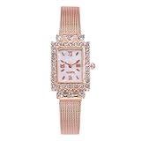 Webla Damenuhr Luxus Uhr Künstlich Kristallrhinestone Edelstahl Band Analoge Quarz Armbanduhr Rose Gold (Rose Gold)
