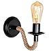 Produktbild Z&D Retro Vintage Hanfseil-Wandlampe, Wandleuchter Für Cafés, Korridore, Restaurants Und Andere Retro Dekoration, E27 Lampenkopf, Schwarz