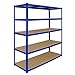 Produktbild Monster Racking T-Rax extra breites Weitspannregal Schwerlastregal Lagerregal Garagenregal Werkstattregal Kellerregal Stahlregal Industrieregal Steckregal Blau Maße 160cm B, 60cm 100% schraubenlos