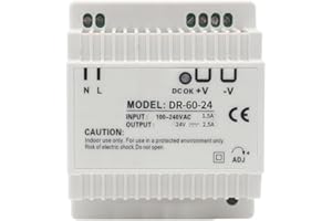 Honmidatek Transformador de Salida de Carril DIN de 24 V/2,5 A para videoportero de 2 Cables. Entrada de alimentación de 100-240 V AC, 50/60 Hz para videoportero Inteligente