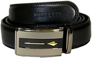 MONETTI Men's Black Leather Belt with automatic Buckle Width 3.5 cm