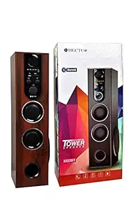 Hectur Tower Speaker top Controls, Bluetooth, HDMI Input, FM Radio, Audio-in and USB (Brown)