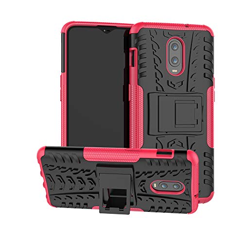 Preisvergleich Produktbild Abuenora OnePlus 6T Hülle, Schutzhülle Stoßfest Doppelte Schutzschicht Fallschutz Härte Robuste Case mit Ständer Handyhülle für One Plus 6T - Pink
