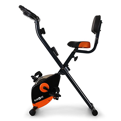 Klarfit X-Bike 700 Ergometer Heimtrainer für Ausdauertraining (faltbar, 8-stufiger Widerstand, bis 100kg, Trainingscomputer, verstellbarer Sattel, Pulsmesser) orange, blau oder grün - 2