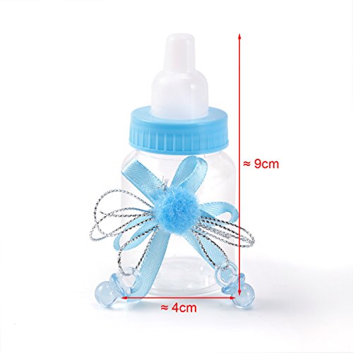24er Blau Pompom Pompon Kugel Schnuller Milchflasche Babyflasche Baby Taufe Geburt Babyshower Party Tischdeko Gastgeschenke - 2