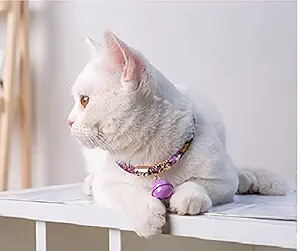 Pets Empire Cat Collar with Bell, Japanese Style Necklace for Kitty, Kitten, Puppy, Adjustable Neck 30-36 cm Cat Collars for Girl Cats, Handmade Pet Collars