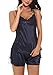 Produktbild Damen Nachthemd Sexy Dessous Set mit Shorts Nachtwäsche Negligee Satin Schlafanzug Babydoll Zweiteilige Reizwäsche Lingerie Marineblau M