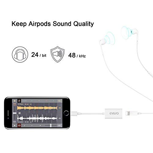 Dual divisor adaptador Lightning para iPhone 7 7  Plus  eviiso 2  en 1  Lightning a doble rayo carga y Lightning cable divisor de auriculares de con micr  fono para iPhone 7  iPhone 7  Plus  color blanco 
