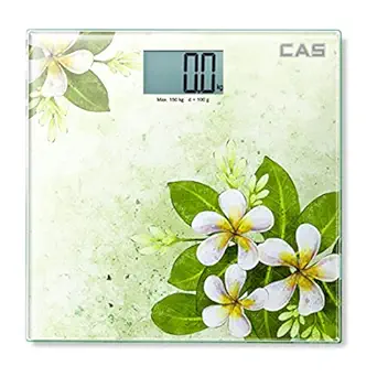 CAS Weighing Thick Tempered Glass LCD Display Digital Weighing Machine , Weight Machine For Human Body Digital Weighing Scale, Weight Scale. (Green) Flower With 1 YEAR Warranty