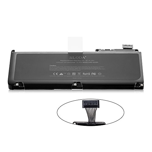 SLODA Laptop Ersatzakku für Apple Macbook 13″ A1331 (A1342 Ende 2009 Version Macbook 6,1, Mitte 2010 Version Macbook 7,1) Kompatibel für MacBook 13 Zoll Ersatzbatterie [Li-Polymer 10.95V 5500mAh] - 3