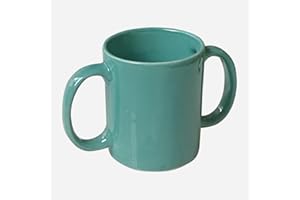 AncientImpex Keramiktasse mit zwei Griffen für sicheren Halt, BPA-freie Keramikbecher mit doppeltem Griff, zur Unterstützung von Tremoren, 350 ml, cremefarben