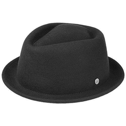 Lierys Sombrero Blank Pork Pie Mujer/Hombre - de músico Fieltro Hombre Verano/Invierno - L (58-59 cm) Negro