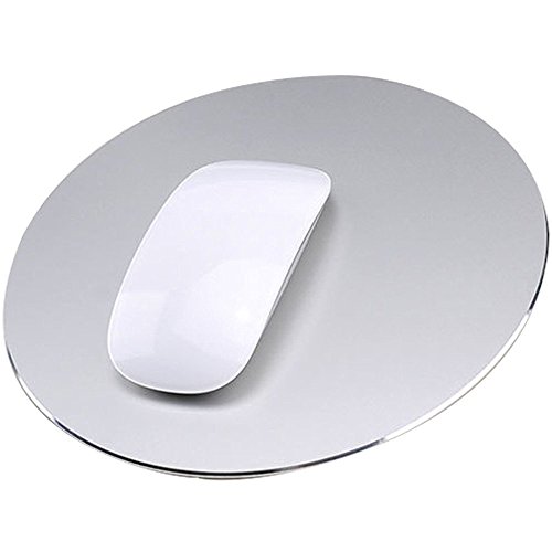 IBESTWIN Casa Oficina Redondo de Metal en Forma Antideslizante rat  n Pad Alfombrilla Para PC Ordenador  220 x 220 mm   color plata