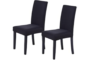 Veakii Coprisedie con schienale 2 pezzi universali, lavabile Estraibile, coprisedile, molto facile da pulire e resistente, moderna sala da pranzo, hotel, arredamento ristorante (2 Pezzi, Nero)