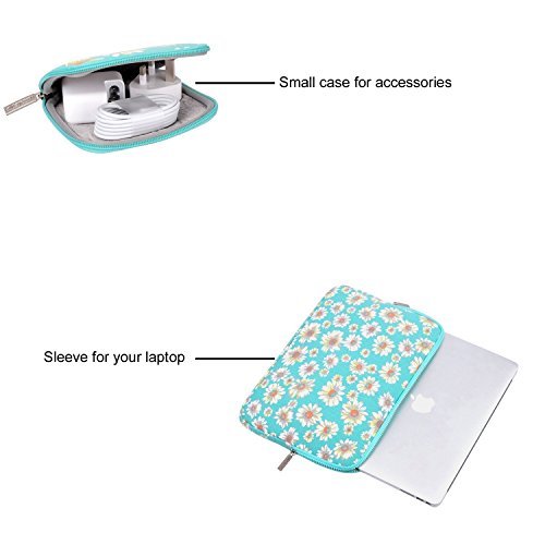 MOSISO Böhmen Stil Canvas Gewebe Laptop Hülle Sleeve Tasche für 11-11,6 Zoll MacBook Air, Ultrabook Netbook Tablet mit einem kleinen Fall, Goldene Chrysantheme - 2