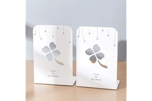 LdawyDE Book Ends, 4 Heavy Duty Metal Bookends Non Slip Book End Hollow Pattern Book Stopper for Shelves for School Home