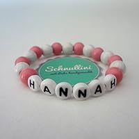 Perlenarmband für Baby und Kind mit Namen in Rosa | Namensarmband Taufarmband Geburtsarmband Babyarmband Armband mit Namen Gravur