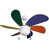  FABRILAMP Ventilador de Techo Infantil. 6 Aspas. Colores. 1xE27. 77 cm Diámetro.