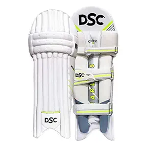 DSC Condor Pro Leather Batting Legguard, Men's (Left) (White) Elastic Strap