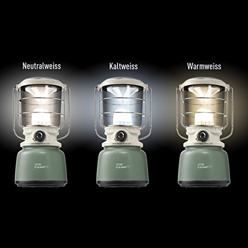 LiteXpress CAMP 71 Retro Camping Laterne, 24 Hochleistungs-LEDs, 3 Farbtemperaturen, bis zu 1000 Lumen ANSI FL1, Kunststoffgehäuse, grün /creme LXL907078B - 5