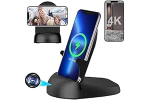 GJFJTC Hidden camera Spy camera WiFi Wireless Charger, Nanny Spy Cam Motion Activated,HD1080P/4K (Rotate Lens) with 250°Viewing Angle, camaras espias ocultas for Home Office Security(2.4/5G)