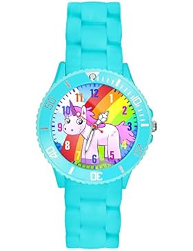 [Gesponsert]Taffstyle Kinder Armbanduhr Silikon Sportuhr Bunte Sport Uhr Kinderuhr Lernuhr Zahlen mit Einhorn Motiv Analog...