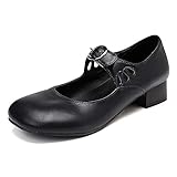 weite kurze hosen  Camfosy Damen Flach Mary Jane Schuhe,Frau Elegant Pumps Knöchelriemchen Loafers Atmungsaktiv Leicht Halbschuhe rutschfest Bequeme Mokassins - Braun Schwarz Blau Rot Schwarz 40 EU