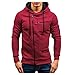 Produktbild Herren Kapuzenpullover Solide Stand Collar Langarmshirt Männer Beiläufige Kapuzenjacke Outdoor Coat Outwear Sportbekleidung Herbstpullover mit Reissverschluss