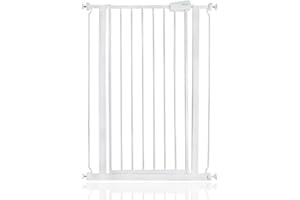 Safetots Extra Tall Cancello per Cani, 75cm - 82.6cm, Bianco, Extra Alto 104cm in Altezza, Cancelletto a Pressione per Cane e Cucciolo, Barriera per Animali Domestici e Cani