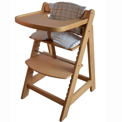 Exclusive Deluxe Wooden Highchair with Front Bar,EXTRA LARGE Food Tray, Seat Cushion 66551