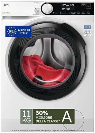 AEG Lavatrice Carica Frontale Serie 7000 ProSteam, 11 kg, LR7FD114B, Vapore Refresh, Tecnologia PreciseWash, Cesto Care Drum, Classe Energetica A, Motore Inverter, 1351 giri/min, 636x847x597 mm