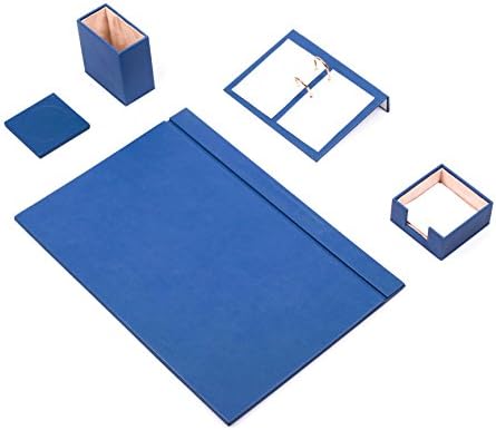 BOVA 5?Piece Leather Office Desk Set Mat in Blue