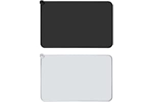 QOBOBO 2-teiliges Set Napfunterlage Hund Katzen, Silikon Wasserdicht rutschfeste Futternäpfe Wassernapf Hundenapf Matte für Hund und Katze, 48x30cm Schwarz&Grau