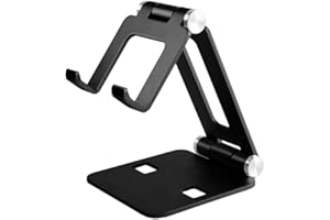 ‎MMOBIEL MMOBIEL Uchwyt na Telefon Komórkowy na Biurko - Regulowany Stojak na Telefon i Tablet - Uniwersalny Stojak Kompatybilny z iPhone, iPad, Samsung Galaxy, Nintendo Switch - Czarne Aluminium