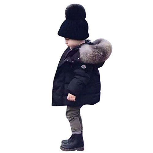 Preisvergleich Produktbild Baby Bekleidung Vovotrade Unisex Fashion Winter Baumwolle Kapuzenmantel Jacke Thick Warm Reißverschluss Outwear Kleidung (Size:3 Jahre, Schwarz)