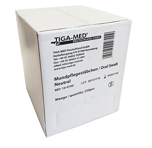 Mundpflegestäbchen Wattestäbchen mit neutralem Geschmack Box a 250 Stck Mundhygiene Tiga-Med einzeln hygienisch verpackt - 2