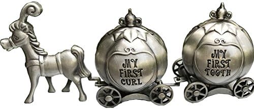 Baby's First Tooth and Curl Keepsake Gift Silver Cinderella DeerPumpink Carriage Modali USA